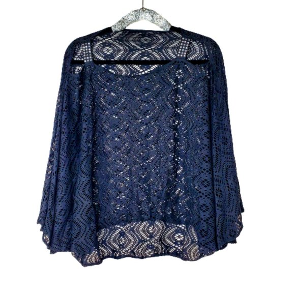 Boho Fishnet Tunic Top Batwing Closed Sleeves. - Picture 3 of 5